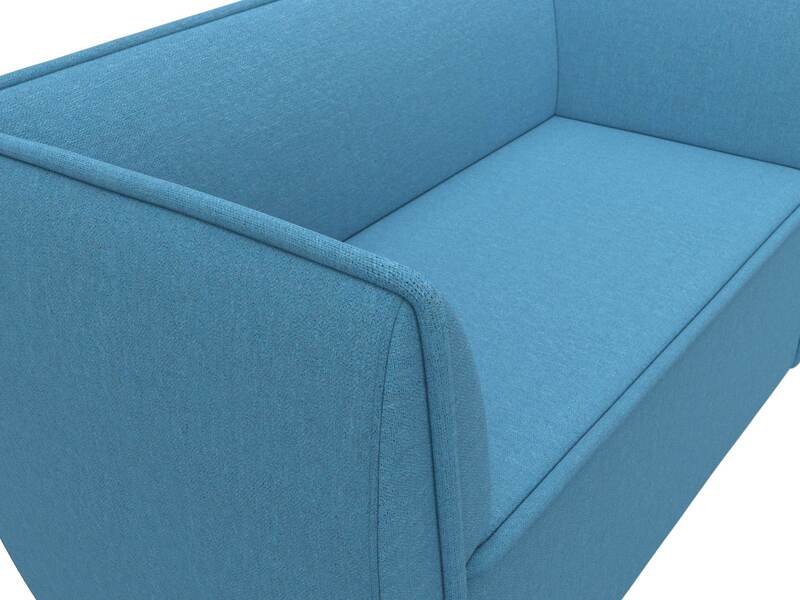 Диван кухонный прямой Бергамо 2-х местный, Рогожка, Амур 10 голубой