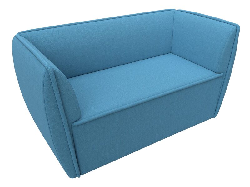 Диван кухонный прямой Бергамо 2-х местный, Рогожка, Амур 10 голубой