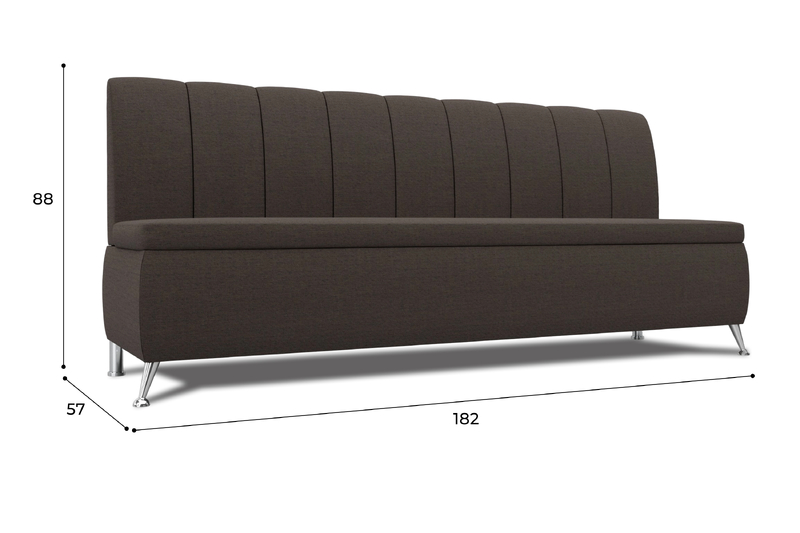 Диван кухонный прямой Кантри, Рогожка, Амур 05 коричневый