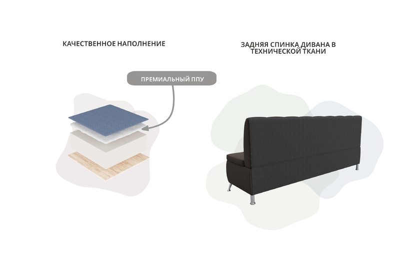 Диван кухонный прямой Кантри, Рогожка, Амур 05 коричневый