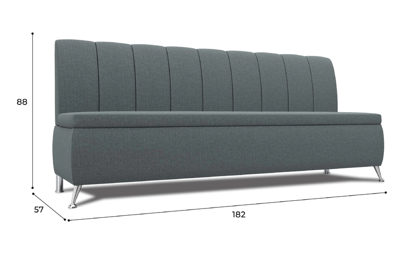 Диван кухонный прямой Кантри, Рогожка, Амур 07 серый