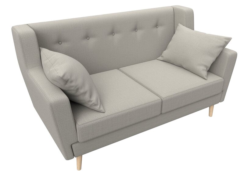 Диван кухонный прямой Брайтон 2, Рогожка, Амур 02 бежевый