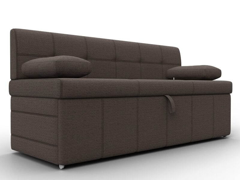 Диван кухонный прямой Лео, Рогожка, Амур 05 коричневый