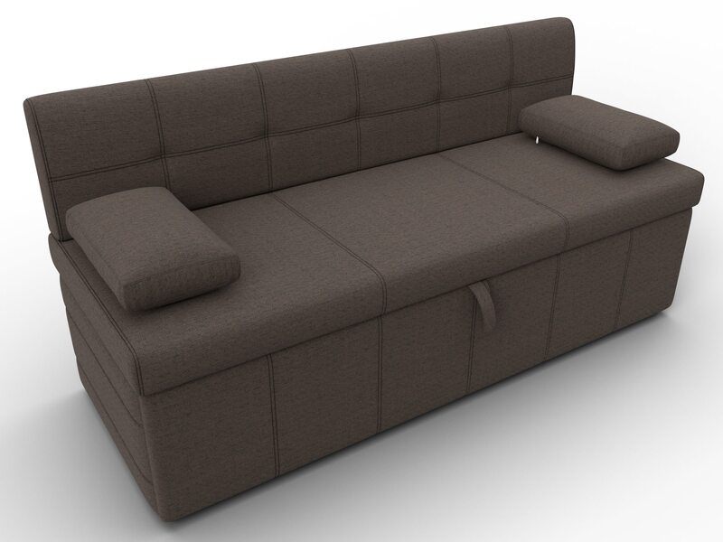 Диван кухонный прямой Лео, Рогожка, Амур 05 коричневый