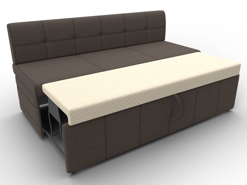 Диван кухонный прямой Лео, Рогожка, Амур 05 коричневый