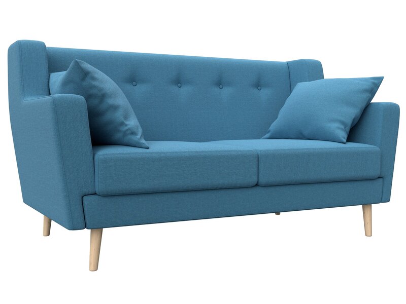 Диван кухонный прямой Брайтон 2, Рогожка, Амур 10 голубой