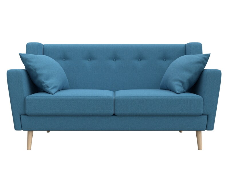 Диван кухонный прямой Брайтон 2, Рогожка, Амур 10 голубой