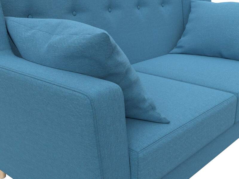 Диван кухонный прямой Брайтон 2, Рогожка, Амур 10 голубой