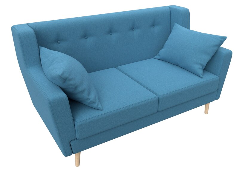 Диван кухонный прямой Брайтон 2, Рогожка, Амур 10 голубой