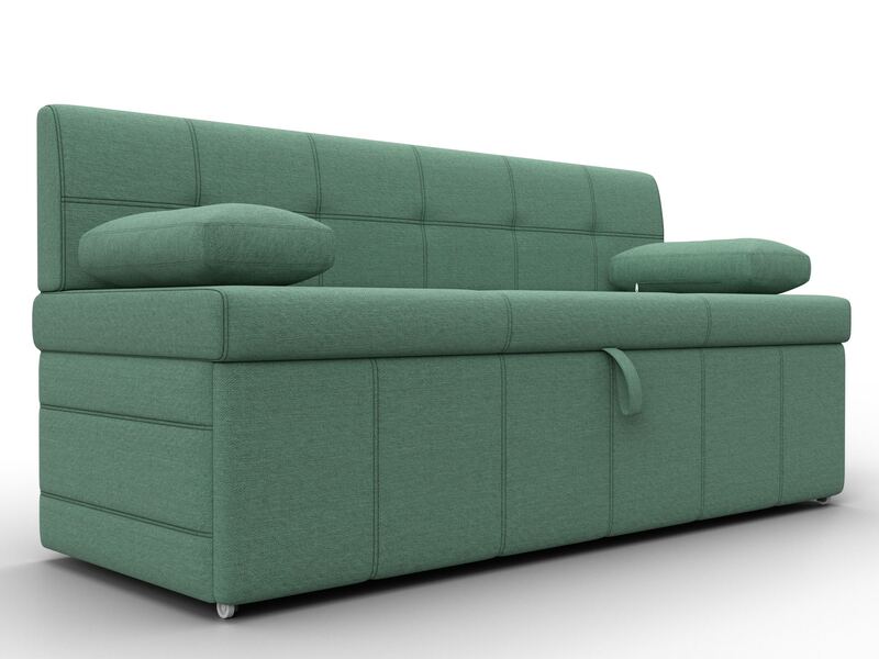 Диван кухонный прямой Лео, Рогожка, Амур 11 зеленый