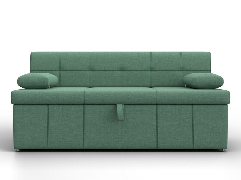 Диван кухонный прямой Лео, Рогожка, Амур 11 зеленый