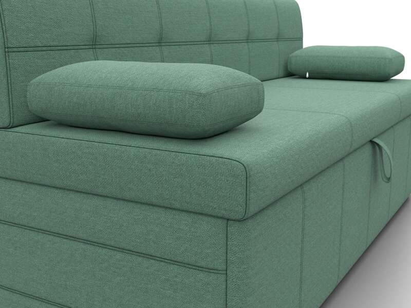 Диван кухонный прямой Лео, Рогожка, Амур 11 зеленый