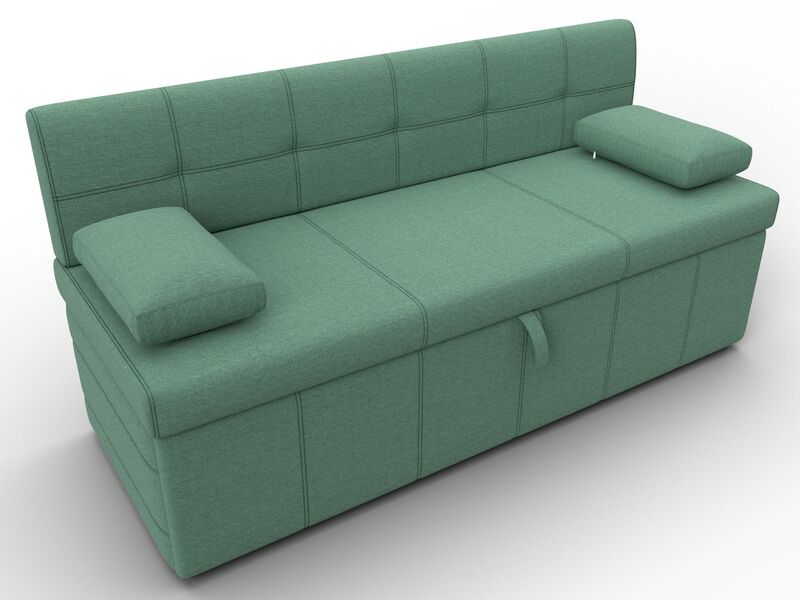 Диван кухонный прямой Лео, Рогожка, Амур 11 зеленый