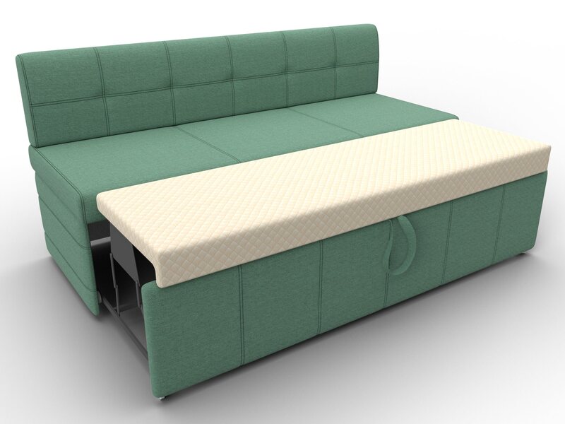 Диван кухонный прямой Лео, Рогожка, Амур 11 зеленый