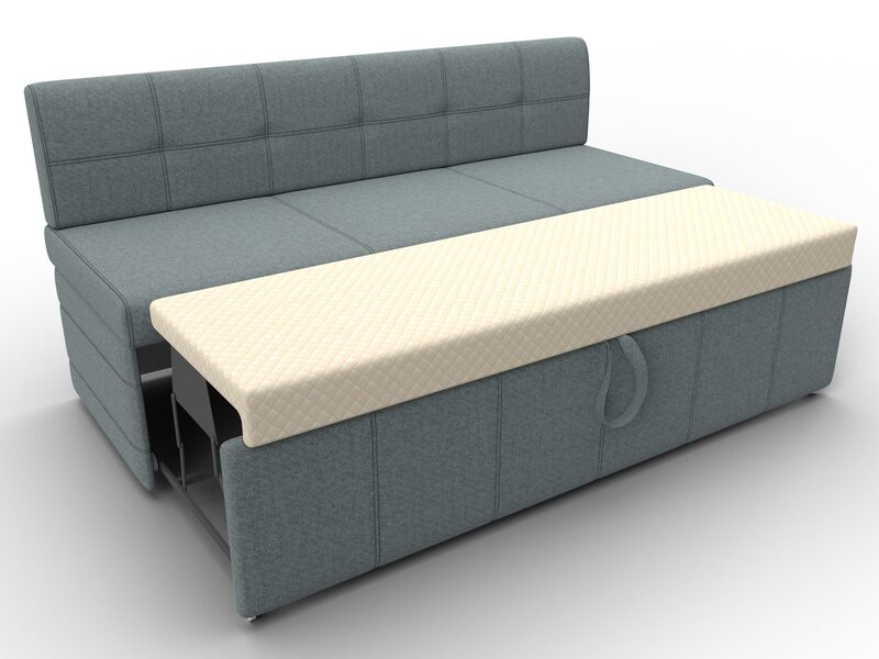 Диван кухонный прямой Лео, Рогожка, Амур 07 серый