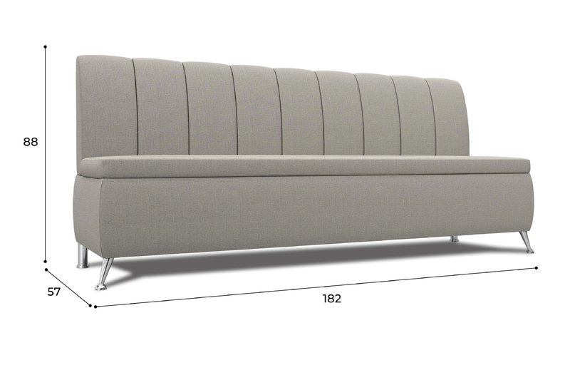 Диван кухонный прямой Кантри, Рогожка, Амур 02 бежевый