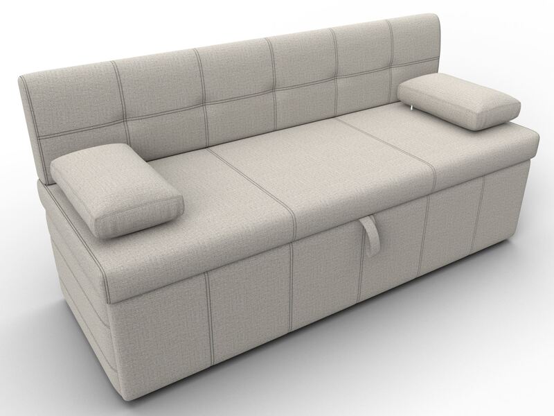 Диван кухонный прямой Лео, Рогожка, Амур 02 бежевый