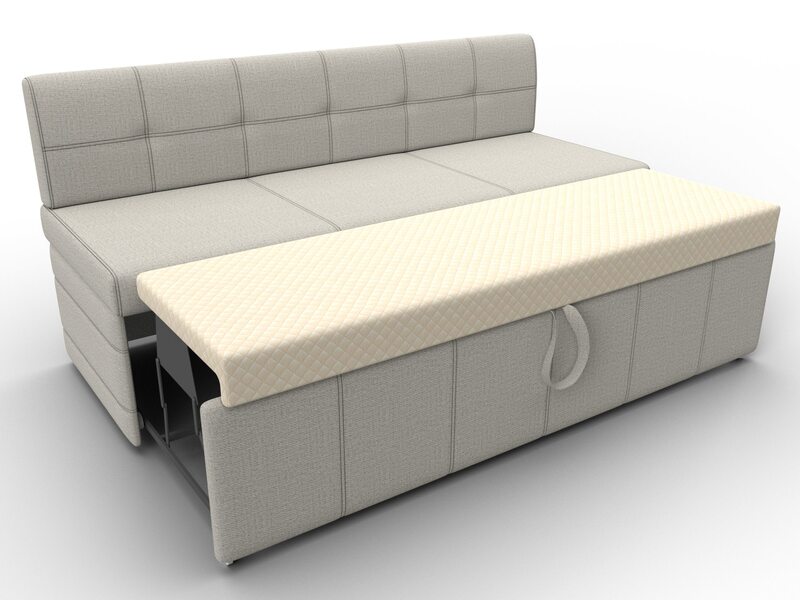 Диван кухонный прямой Лео, Рогожка, Амур 02 бежевый