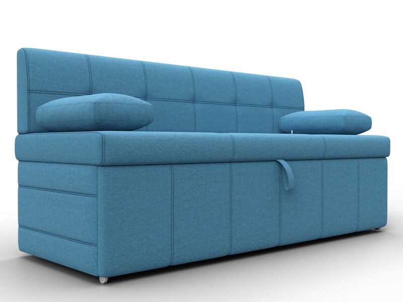 Диван кухонный прямой Лео, Рогожка, Амур 10 голубой