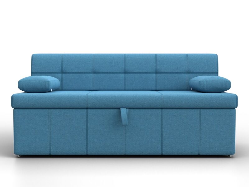 Диван кухонный прямой Лео, Рогожка, Амур 10 голубой