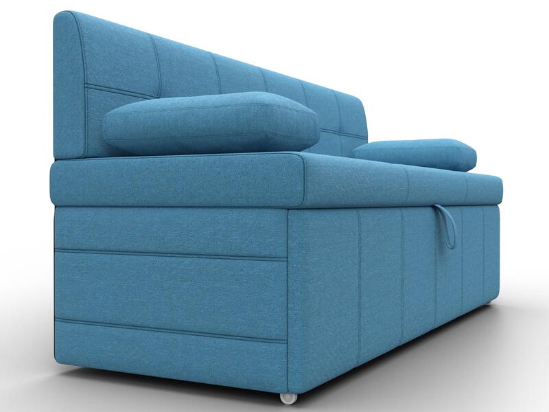 Диван кухонный прямой Лео, Рогожка, Амур 10 голубой