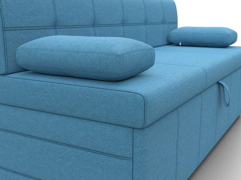 Диван кухонный прямой Лео, Рогожка, Амур 10 голубой