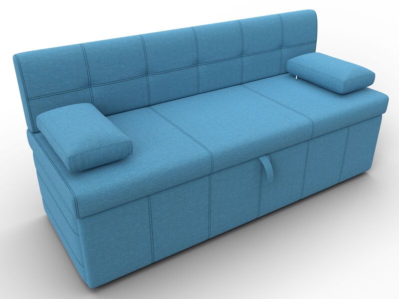 Диван кухонный прямой Лео, Рогожка, Амур 10 голубой