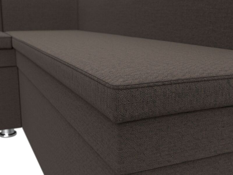 Диван кухонный угловой Уют левый угол, Рогожка, Амур 05 коричневый