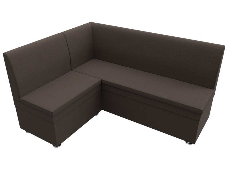Диван кухонный угловой Уют левый угол, Рогожка, Амур 05 коричневый