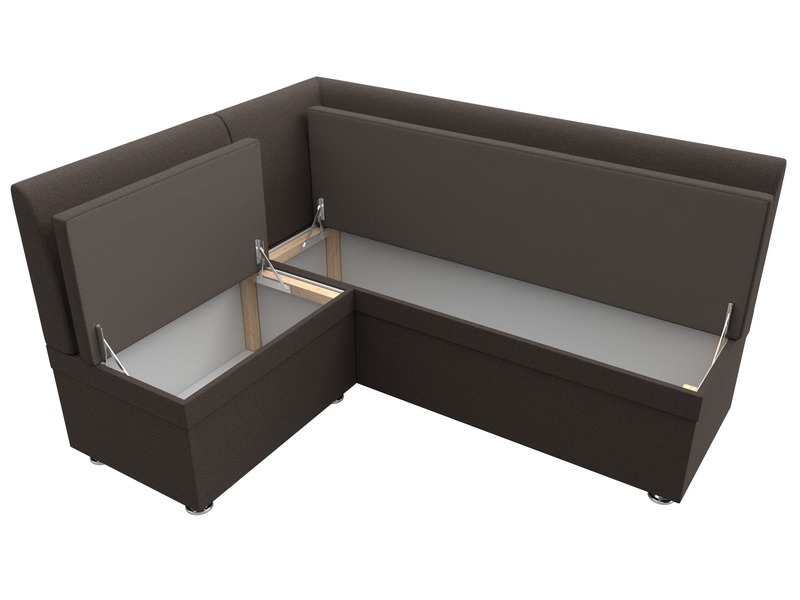 Диван кухонный угловой Уют левый угол, Рогожка, Амур 05 коричневый