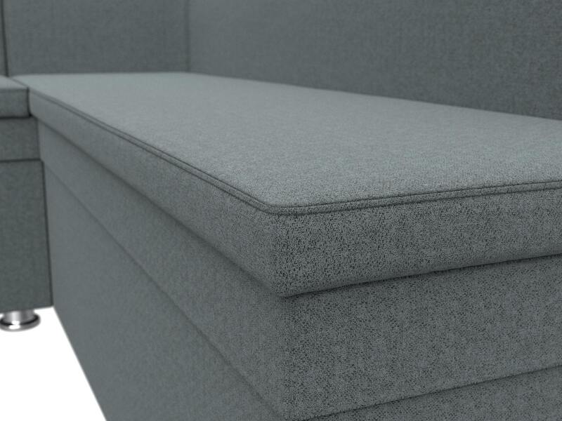 Диван кухонный угловой Уют левый угол, Рогожка, Амур 07 серый