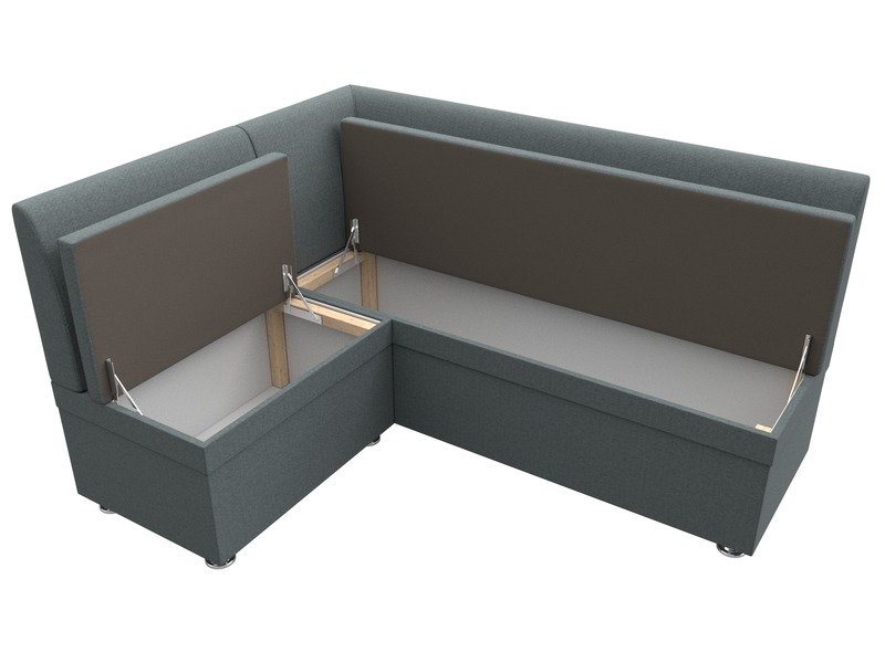 Диван кухонный угловой Уют левый угол, Рогожка, Амур 07 серый