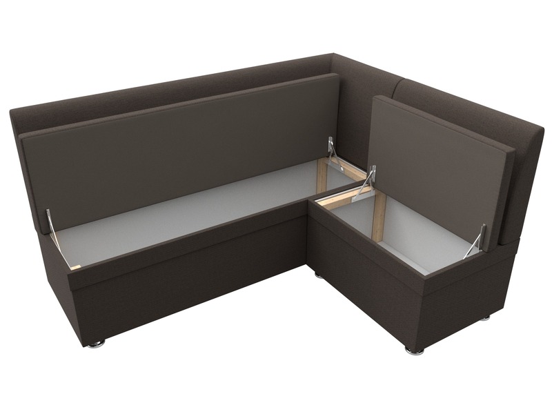 Диван кухонный угловой Уют правый угол, Рогожка, Амур 05 коричневый