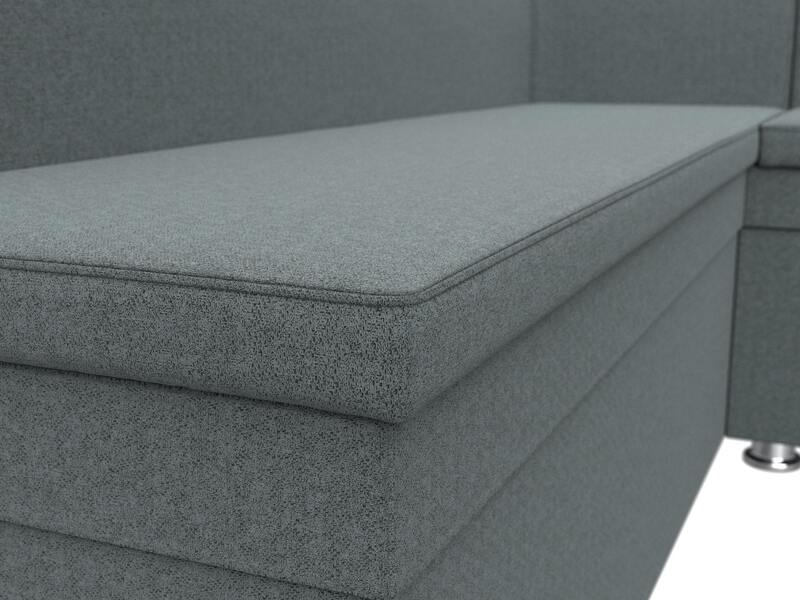 Диван кухонный угловой Уют правый угол, Рогожка, Амур 07 серый