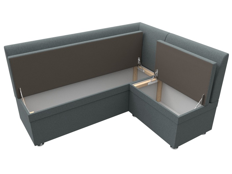 Диван кухонный угловой Уют правый угол, Рогожка, Амур 07 серый