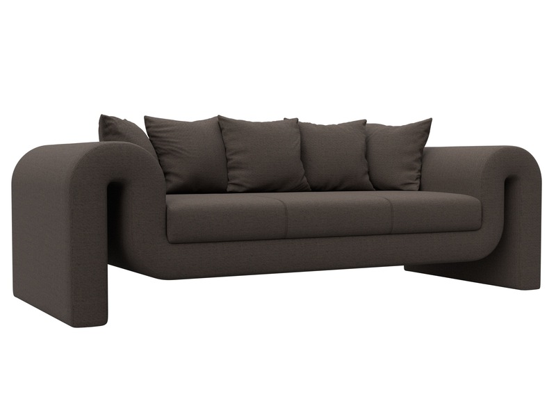 Диван прямой Волна, Рогожка, Амур 05 коричневый