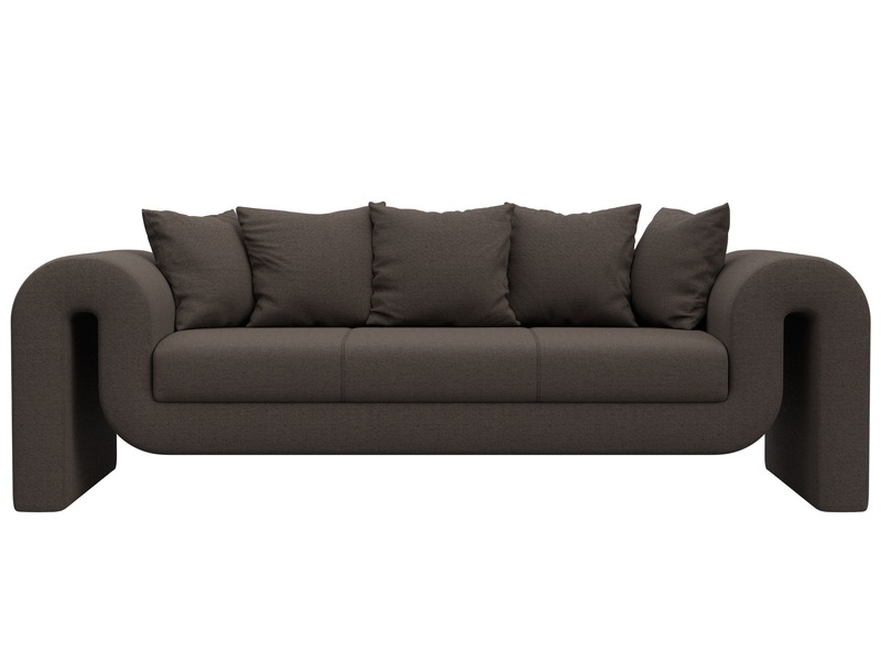 Диван прямой Волна, Рогожка, Амур 05 коричневый