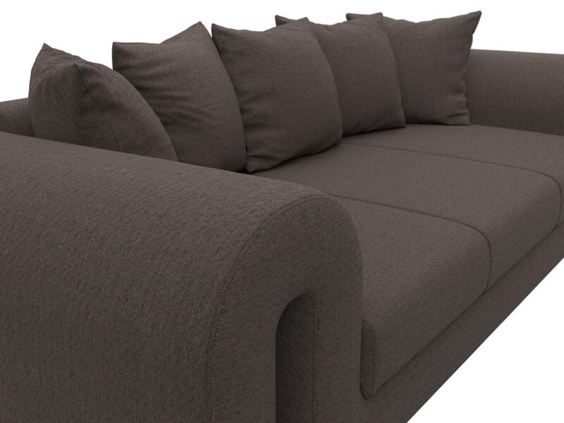 Диван прямой Волна, Рогожка, Амур 05 коричневый