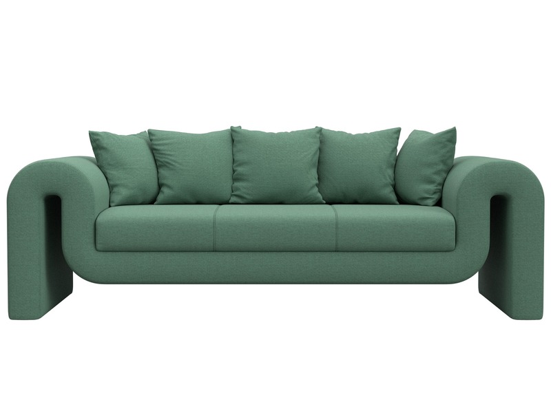 Диван прямой Волна, Рогожка, Амур 11 зеленый