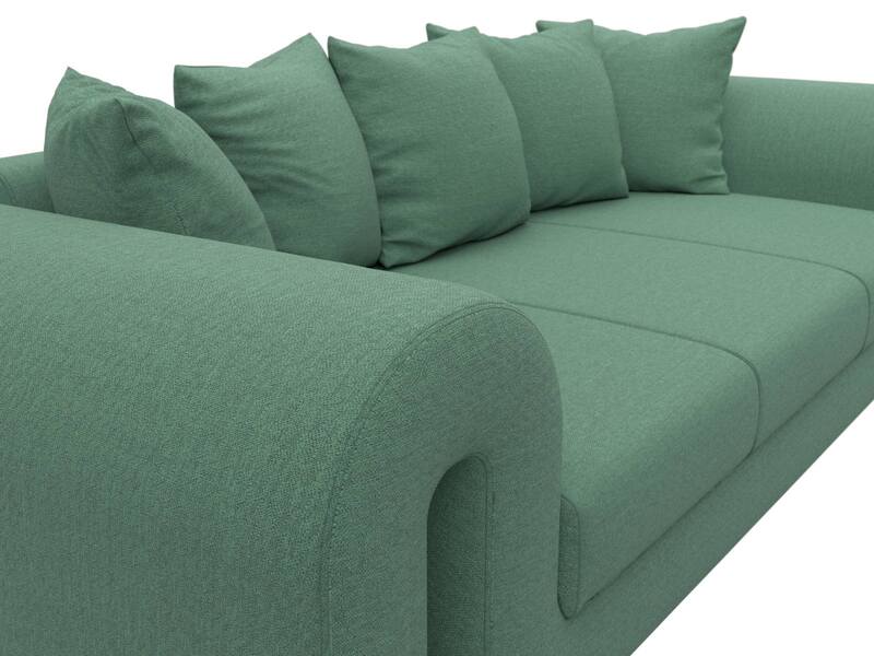 Диван прямой Волна, Рогожка, Амур 11 зеленый