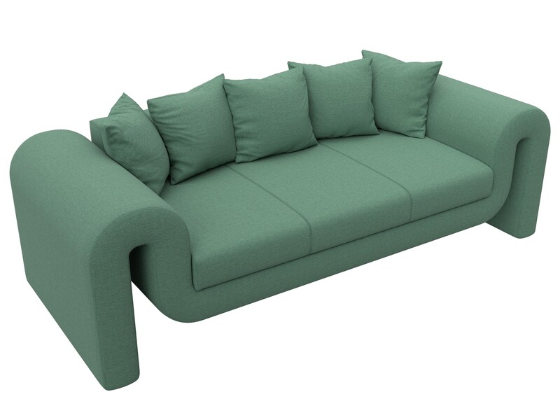 Диван прямой Волна, Рогожка, Амур 11 зеленый