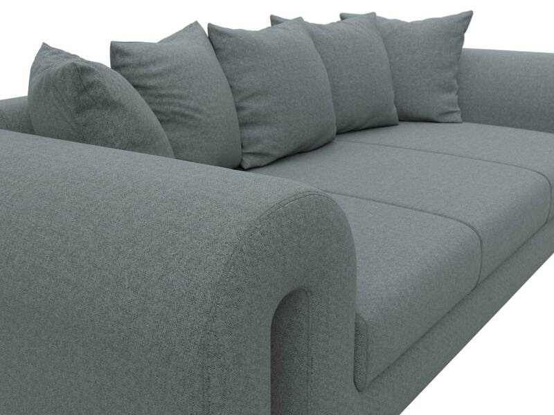 Диван прямой Волна, Рогожка, Амур 07 серый