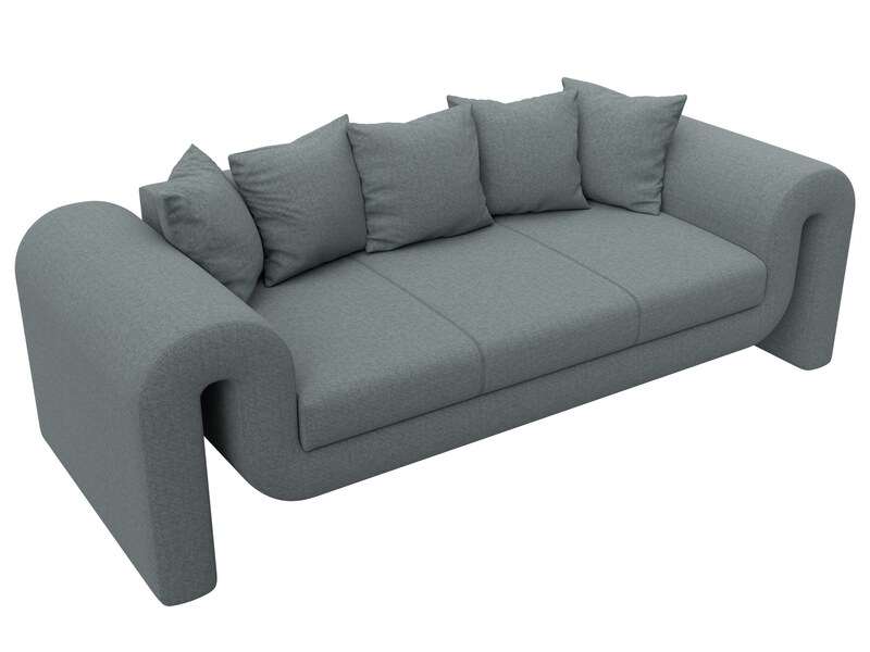 Диван прямой Волна, Рогожка, Амур 07 серый