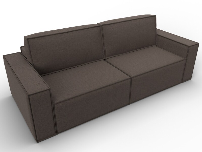 Диван прямой Куба, Рогожка, Амур 05 коричневый