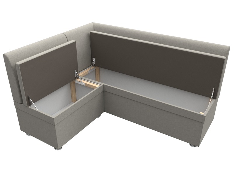 Диван кухонный угловой Уют левый угол, Рогожка, Амур 02 бежевый