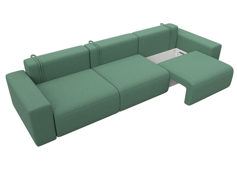 Диван прямой Лига-036 НПБ Классик Лонг, Рогожка, Амур 11 зеленый