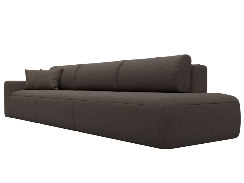 Диван прямой Лига-036 НПБ Модерн Лонг подлокотник слева, Рогожка, Амур 05 коричневый