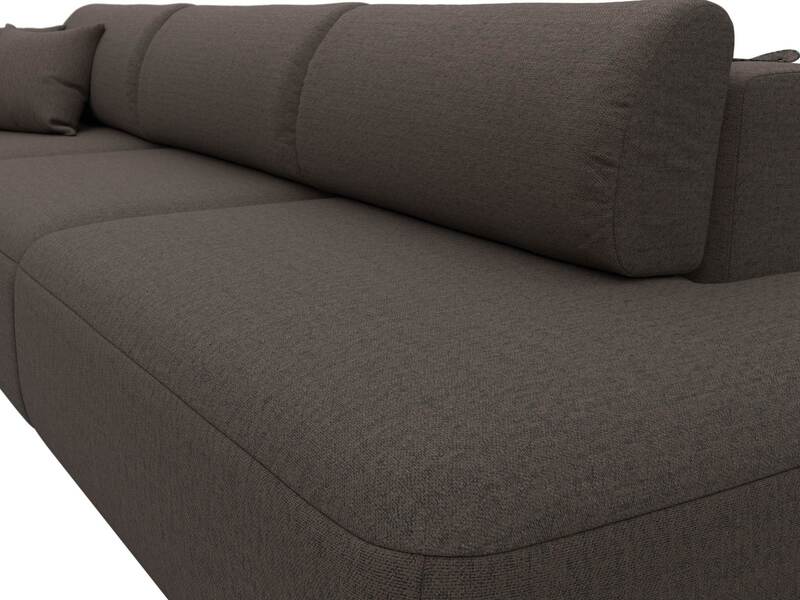 Диван прямой Лига-036 НПБ Модерн Лонг подлокотник слева, Рогожка, Амур 05 коричневый