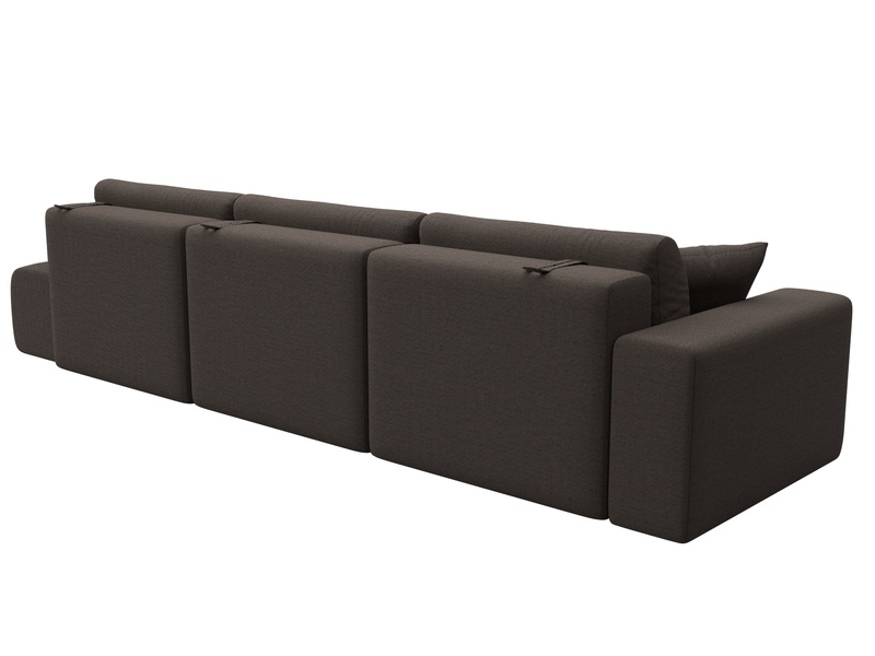 Диван прямой Лига-036 НПБ Модерн Лонг подлокотник слева, Рогожка, Амур 05 коричневый