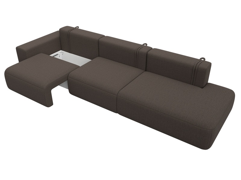 Диван прямой Лига-036 НПБ Модерн Лонг подлокотник слева, Рогожка, Амур 05 коричневый